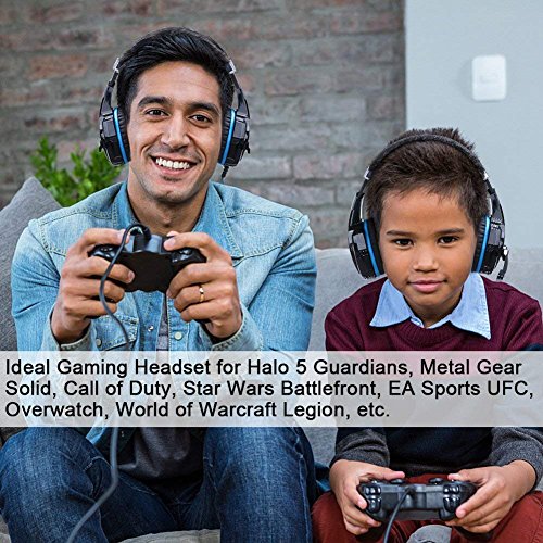 BlueFire Stereo Gaming Headset for PS4, PS5, PC, Xbox One, Noise Cancelling Over Ear Headphones with Mic, LED Light, Bass Surround, Soft Memory Earmuffs for Laptop Nintendo Switch Games (Blue) - color: Blue