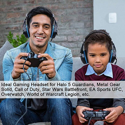 BlueFire Stereo Gaming Headset for PS4, PS5, PC, Xbox One, Noise Cancelling Over Ear Headphones with Mic, LED Light, Bass Surround, Soft Memory Earmuffs for Laptop Nintendo Switch Games (Blue) - color: Blue