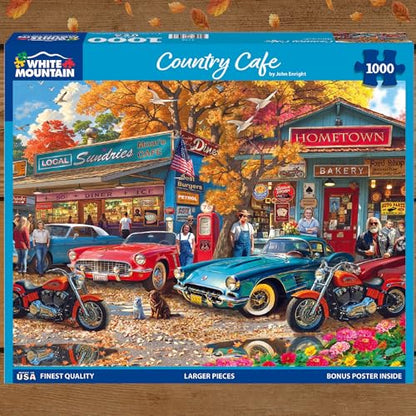 White Mountain 1000 Piece Jigsaw Puzzle Vintage Country Scenic Puzzle with Large Pieces Gift for Adults and Family 24" x 30" - Country Cafe