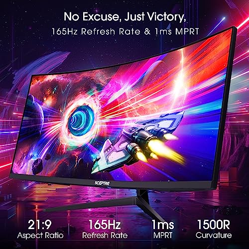 Sceptre 34-Inch Curved Ultrawide WQHD Monitor (3440 × 1440), R1500, up to 180Hz/165Hz, DisplayPort x2, 99% sRGB, 1ms, Built-in Speakers, Machine Black, 2025 (C345B-QUT168) | 34 Va 1500r Curved Wqhd, 1ms Mprt, 99% Srgb, Dp1.4×2, Hdmi2.0×2, Built-in 2×3w Sp