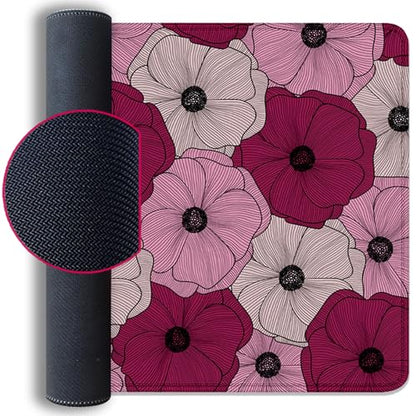 Abstract Floral Mouse Pad Desk Pad,Boho Art Flowers Extended Gaming Mouse Mat with Stitched Edges Non-Slip Waterproof Rubber Base Mous Mat for Office Home Game Desk Pad(27.5X11.8 in) - color: Line Art Floral