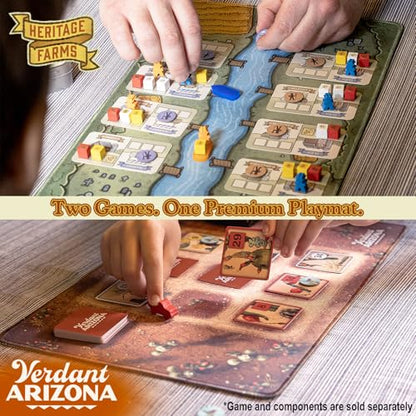 Galen's Games Double-Sided Strategy Playmat, Neoprene TCG Playmat for Heritage Farms and Verdant Arizona, 16x10 Card Game Mat, Soft Playing Card Mat
