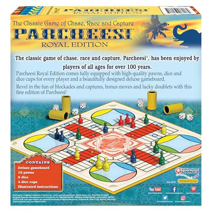 Parcheesi Royal Edition, with Charming Graphics, by Winning Moves Games USA | Classic Family Favorite, Fine Tokens and Dice Cups Included, 2-4 Players