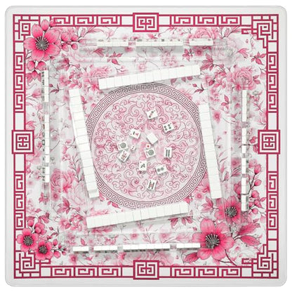Mahjong Mat for Table 33" Rolled Packaging for American Mahjong Set | Waterproof Non-Slip Noise-Reducing Mah Jongg Mat,American Neoprene Mahjong Mat with Carrying Bag for Board Games(Pink) - color: Red 33 Inch