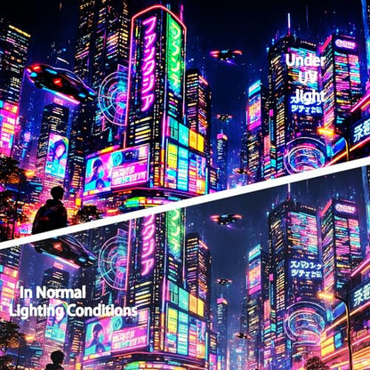 KKYEJLQYIUV Reactive Tapestry, Black Light Neon Wall Tapestry, Luminous Space Tapestry, Bedroom, Living Room, Game Room Decoration Large Tapestry, Cyber City - color: City-3