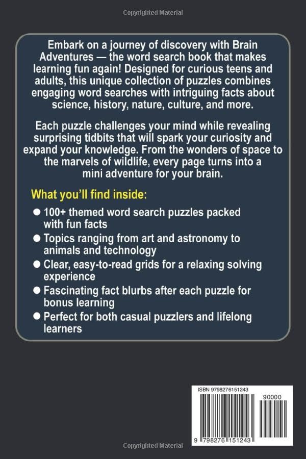 Brain Adventures: Word Search with Fascinating Facts – A Fun and Relaxing Puzzle Book for Teens and Adults - Volume 1