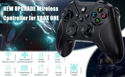 Xexvyrin Wireless for X-Box Controller, Compatible with X-box One X|S, Series PC, Edition Custom Controller 6-Axis Motion Control 3.5mm Audio Jack Dual Vibration Macro Function Turbo（Classic Black）