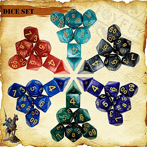 DND Dice Set 42 Pcs Polyhedral Dungeons and Dragons Rolling Dice for D&D RPG MTG Table Games Dice Bulk with Colorful Drawstring Bags and Dice Tray (Single) - color: Single