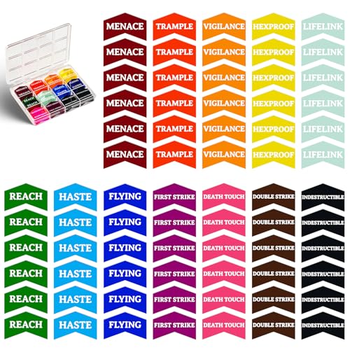 72PCS MTG Counters Set Acrylic MTG Keyword Counters – Bright, Durable Tokens with Protective Film & Storage Box for Magic The Gathering, Card Games Accessories