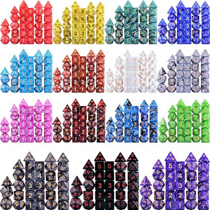 Extended Dice RPG Set | 15 x 31 Polyhedral Dice (465 Piece) for DND5E Tabletop Adventure Games (15 Colors) - color: 15 Colors