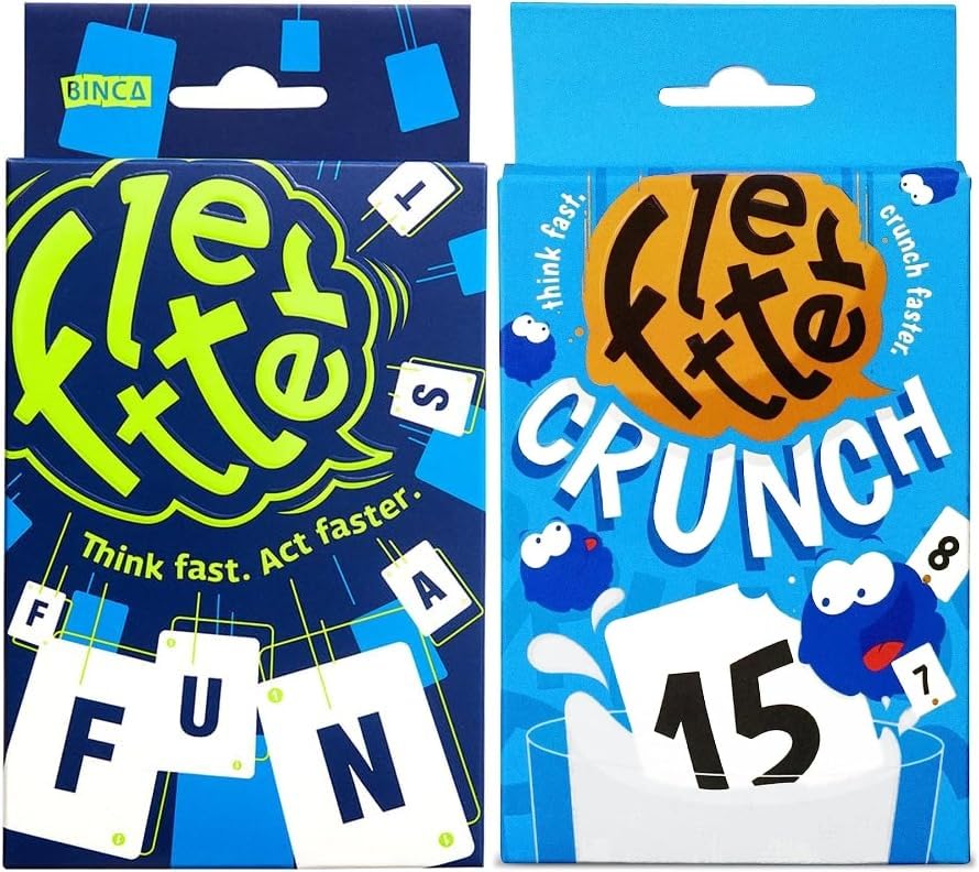 Card Games - Fletter Word & Crunch, Fun Word & Math Games for All Ages | Fast Family Games for Kids, Teens and Adults | Vocabulary, Addition & Subtraction | Gifts for Ages 5, 6, 7, & 8 Years