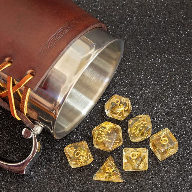 Sage's Portal Familiars and Reagents Resin DND Dice Set Polyhedral Dice Set for Dungeons and Dragons RPG Tabletop TTRPG (Golden Skull) - color: Golden Skull