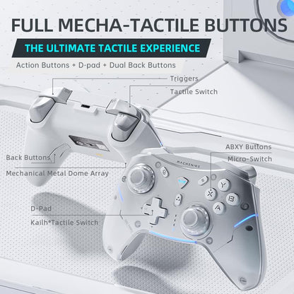 Machenike G5Pro Wireless Gaming Controller for Windows PC,Switch,IOS,Android,PC Controller Hall Effect Joystick/Triggers/Gyroscope,RGB Lights,Frost White - color: Frost White