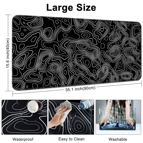 Desk Mat Pad,Large XXL Extended Mouse Pad Mat for Desktop Keyboard | 35''×15.6'' XXL Extended Gaming Mouse Pad with Non-slip Base Desk Matt Mousepad for Computer,Office,Keyboard and Laptop - color: A5-Topographic 2