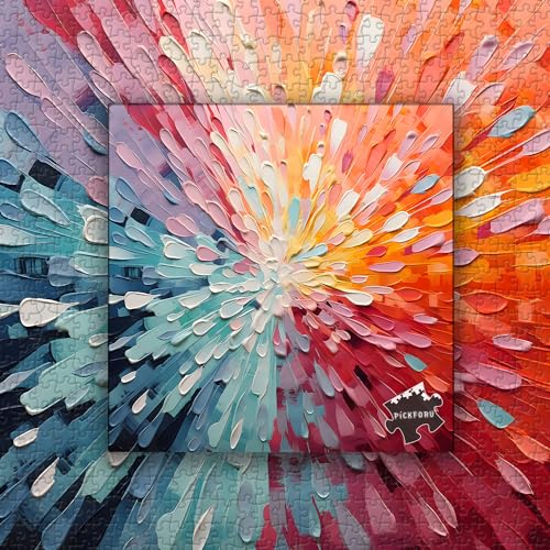 Impossible Puzzles 1000 Piece, Colorful Hard Difficult Puzzle for Adults, Gradient Rainbow Challenging Jigsaw Art Painting - style: Color Explosion