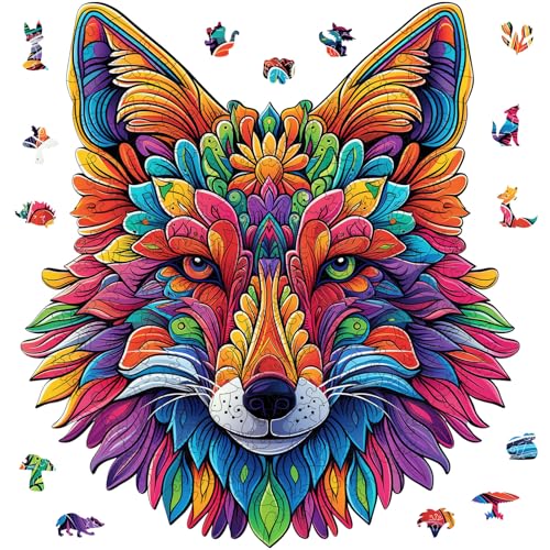 Qiuenisray Wooden Puzzles for Adults 500 Pieces, Wolf Jigsaw Puzzles, FSC Certified Wall Decor Royal Unique Shape Animal Adult Puzzles, Best Gift for Family Game 15.4x16.9 in - color: Wolf, size: 500pcs