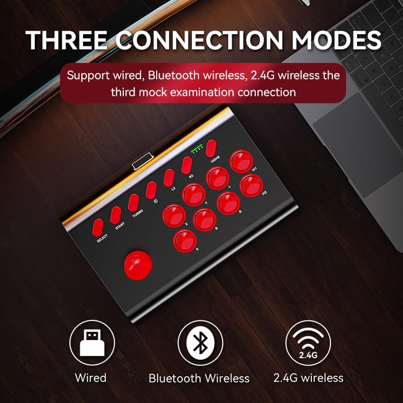 RALAN Arcade Fight Stick, Street Fighter Arcade Game Fighting Joystick with Turbo & Macro Functions Compatible with PS3/PS4/ Switch/PC Windows
