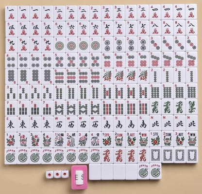 American Mahjong Game Set - Pearl Gray Quilted Soft Bag - 166 White Engraved Tiles, 4 All-in-One Rack/Pushers Complete Western Mah-Jongg, Maj Jongg, Ma Jong Set - color: Mahjong Game Set With Gray Case