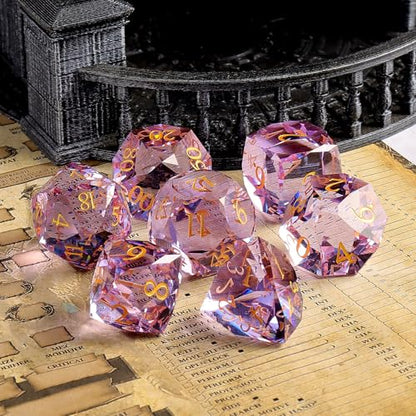 7-Piece Diamond Cut Dice Set for Dungeons and Dragons (D&D) | RPG & Tabletop Games | Premium Gift Box & Durable Design - color: Zs-b