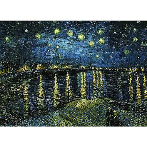 MaxRenard Game 1000 Pieces Jigsaw Puzzle Fine Art Collection Toy Starry Night Over The Rhone by Vincent Willem Van Gogh - color: A011