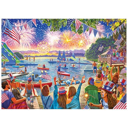 RoseArt Kodak Premium 4th of July Fireworks 1000 Piece Jigsaw Puzzle | 19.25" x 26.625" Finished Size, Sturdy Interlocking Pieces, Made in USA - style: Fireworks