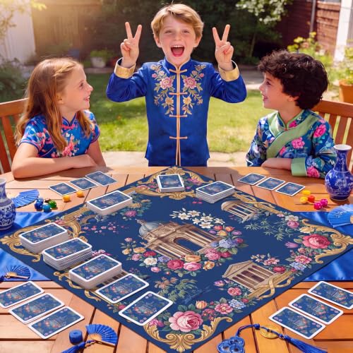 Drydiet Mahjong Mat for Table 31.5 x 31.5 Inch American Mahjong Mat with Carrying Bag, Non-Slip Noise Reduction Table Item for Family Poker Domino Board Game Night & Party Use(Elysium) - style: Elysium
