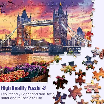 1000 Piece Puzzle for Adults, Tower Bridge of London Puzzles, Street Scenes Jigsaw Puzzles 1000 Pieces, Fun Landscape Puzzle for Adults Kids Seniors,Challenging Family Game Great Gift Idea, 28*20 in - style: Tower Bridge of London
