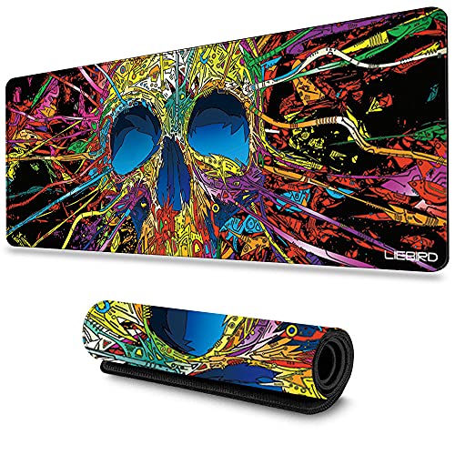 LIEBIRD® Extended XXXL Skull Gaming Mouse Pad -31.5Lx11.8Wx0.12H- Portable with Extended XXL Size - Non-Slip Rubber Base - Special Treated Textured Weave with Precision Control (Skeleton-XXL) - color: Skeleton-XXL