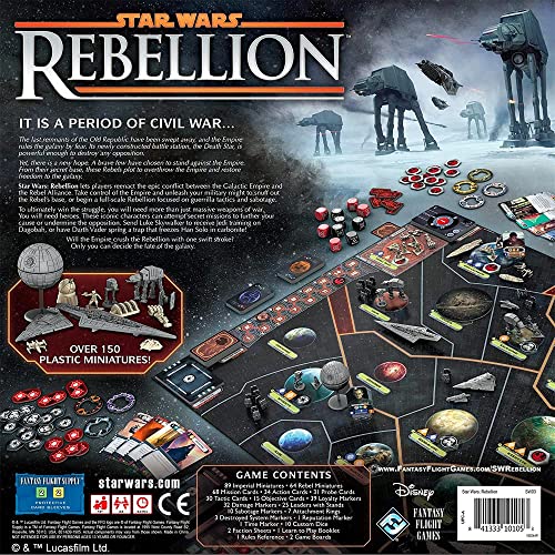 Asmodee Star Wars: Rebellion Board Game - Epic Galactic Empire vs Rebel Alliance Conflict, Tabletop Miniatures Strategy Game for Adults, Ages 14+, 2-4 Players, 3 Hour Playtime