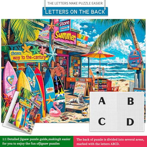 Puzzles for Adults 1000 Pieces,Coast Grocery Jigsaw Puzzle with 1:1 HD Poster, Perfect Interlocking No Dust, Stress Relief Ideal Gift for Family Games - color: Coast Grocery
