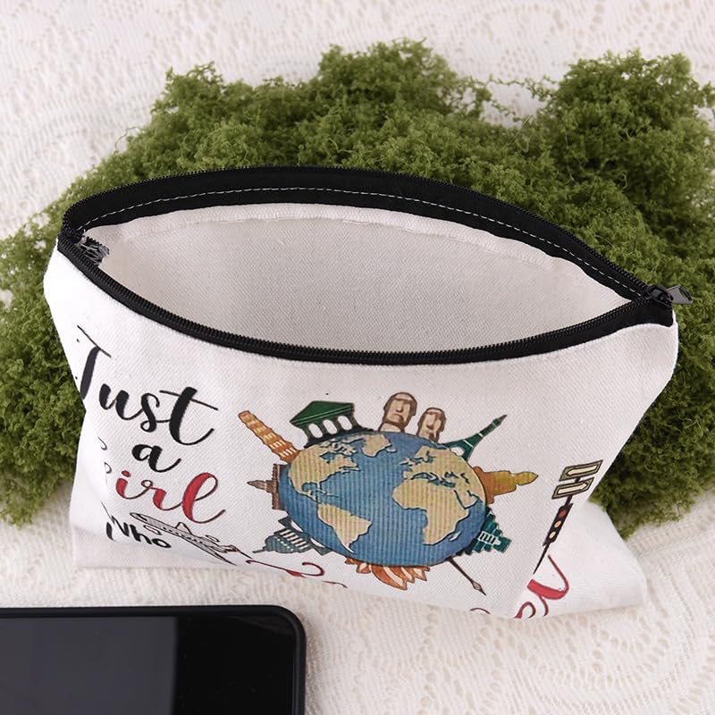 Travel Makeup Toiletry Bag for Women Girl Traveler Cosmetics Bag Bon Voyage Gift for Flight Attendant Jcat a Girl Who Loves to Makeup Bag Travel Accessory Supply Skincare Cosmetics Pouch - color: Airplane