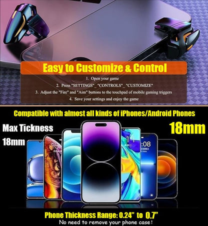Mikirini 13 in 1 PUBG Mobile Phone Triggers, Max Phone Thickness:18mm | Controller for PUBG/Call of Duty/Free Fire/Fornite, compatible with iPhones & Android Phones