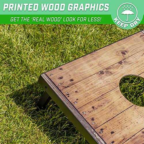 GoSports Portable Cornhole Sets, 8 Styles – Choose 4 x 2 ft or 3 x 2 ft - Boards Include 8 Bean Bags, Travel Case, and Game Rules - style: 4 x 2 ft Rustic