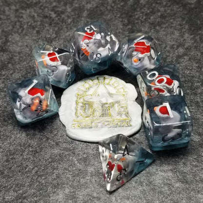 Sage's Portal Animal Familiars Resin DND Dice Set Polyhedral Dice Set for Dungeons and Dragons RPG Pathfinder Tabletop TTRPG (Festivus Duck) - color: Festivus Duck, style: Dice Set Only