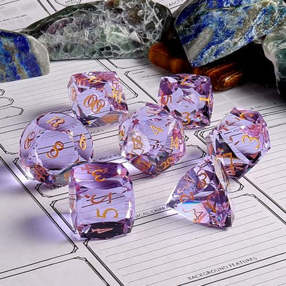 7-Piece Diamond Cut Dice Set for Dungeons and Dragons (D&D) | RPG & Tabletop Games | Premium Gift Box & Durable Design - color: Zs-b