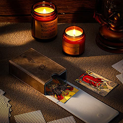 Coume PU Leather Tarot Cards Case Moon Design Playing Cards Holder Tarot Deck Protective Case for Most Standard Size Playing Gothic Oracle(Sun Style) - style: Sun Style
