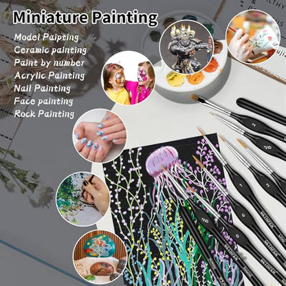 GETHPEN Detail Paint Brushes Set, 15pcs Miniature Paint Brushes | Micro Detail Paint Brush Set, Small Fine Detail Model Brushes, for Acrylics, Watercolors & Paint by Number, Figurine - size: 15 Sizes