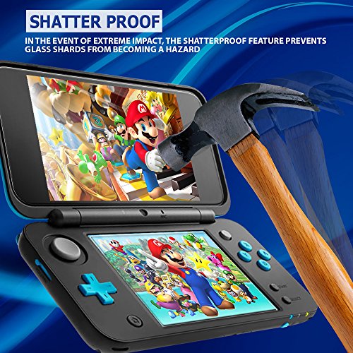 Skinomi Tech Glass Screen Protector Compatible with Nintendo 2DS XL (2X Top Glass and 2 Bottom PET Protectors) 9H Hardness Clear HD Ballistic Tempered Glass Shield