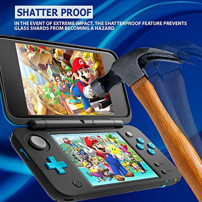 Skinomi Tech Glass Screen Protector Compatible with Nintendo 2DS XL (2X Top Glass and 2 Bottom PET Protectors) 9H Hardness Clear HD Ballistic Tempered Glass Shield