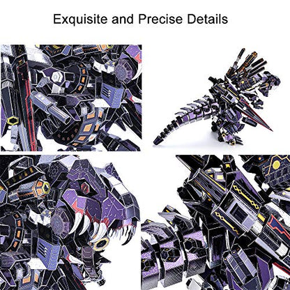 Microworld 3D Metal Model Kits Puzzle, Mechanical Tyrannosaurus Rex Challenge Model Building Kits, Jigsaw Laser Cut Brain Teaser DIY Puzzles for Adults - color: Tyrannosaurus Rex