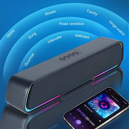Computer Speakers for Desktop PC, Bluetooth PC Speakers with Dynamic RGB Light, Wired USB Plug & Play Computer Sound Bar, USB/Type-C Powered Gaming Speakers for Desktop, Laptops, Phone, Tablet
