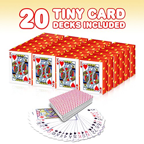 Gamie Pack of 20 Mini Playing Cards - Poker Mini Card Deck - Miniature 1.5 Inch Card Set - Small Casino Game Cards for Kids, and Adults - Great Novelty Gift, Party Favor for Boys and Girls