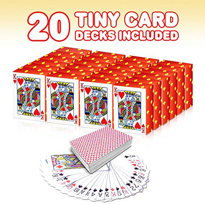 Gamie Pack of 20 Mini Playing Cards - Poker Mini Card Deck - Miniature 1.5 Inch Card Set - Small Casino Game Cards for Kids, and Adults - Great Novelty Gift, Party Favor for Boys and Girls