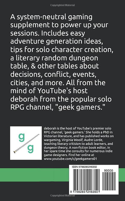 solo geek: tables + tips to power up your rpg (Solo GM books)