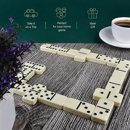 Queensell Jumbo Dominoes Set for Adults and Kids – Domino Set for Classic Board Games – Jumbo Dominoes Double 6 for Travel Games – Dominos Set for Adults 28 Tiles - style: Jumbo