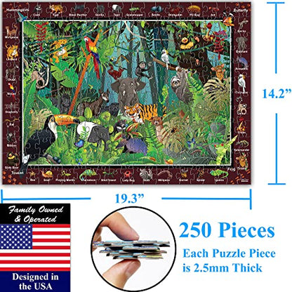 Think2Master Rainforest Jungle Animal 250 Pieces Jigsaw Puzzle for Adults & Seniors. Great Gift with Larger Pieces 14.2” X 19.3” - style: Rainforest Jungle
