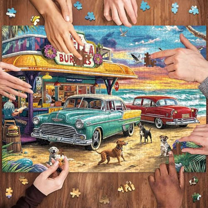 Puzzles for Adults 1000 Pieces,Seaview Campground Jigsaw Puzzle with 1:1 HD Poster, Perfect Interlocking No Dust, Stress Relief Ideal Gift for Family Games - color: Seaview Campground