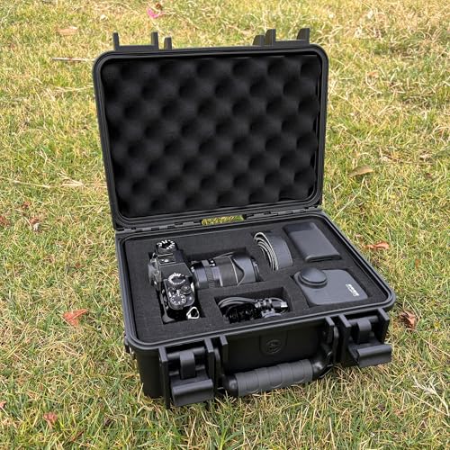 IP67 Waterproof Hard Case with 2-Layer Pick & Pluck Foam, Patented Buckle, Molded Strap Anchor & Included Adjustable Strap | Protective Case for Cameras, Electronics, Drones & Pistols