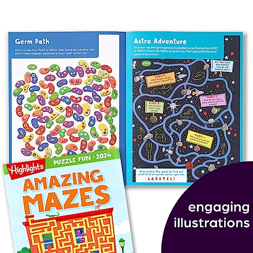 Highlights for Children Fun 2024 Puzzle Books for Kids Ages 6 and Up, 4-Book Set of Brain Teasers, Mazes, Word Puzzles and More Travel-Friendly Screen Free Brain-Boosting Activities
