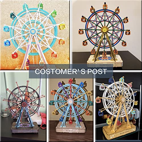 Rowood 3D Puzzles for Adults, Model Kits for Adults, Wooden Music Box,DIY Craft Kits Gifts on Birthday Christmas - Ferris Wheel (232 PCS) - style: Ferris Wheel